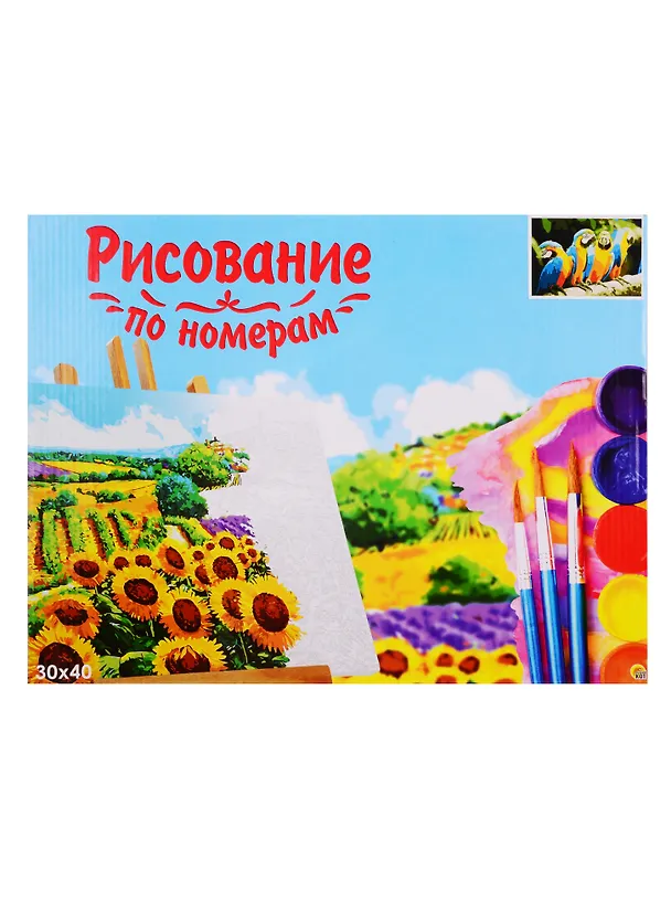 Набор для раскрашивания по номерам ТМ Рыжий Кот Холст 30х40см Яркие попугаи на ветке Х-3344 2798308 — 1