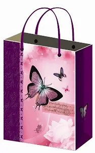 Пакет подарочный бумажный А4 26,4*32,7 ламинат, 3D, блестки, жен.тематика, ассорти L, МегаМАГ