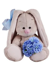 Мягкая игрушка Зайка Ми с букетом васильков (15 см) (SidX -224)