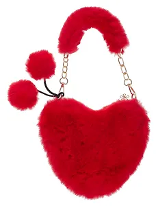 Сумочка плюшевая на молнии Сердце красное (23х20х5) (12-12610-202411-B6)