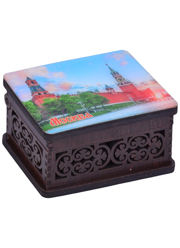 ГС Шкатулка малая резная с заливкой смола Москва вид 1 (хдф) (95x65x52 мм) 2854584 — 1
