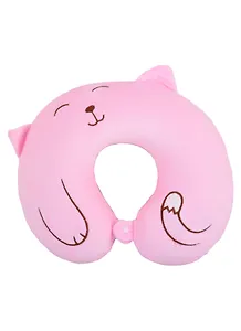 Подушка на шею с кнопкой «Котик клубочком», (34х30 см), (цвет в ассортименте)