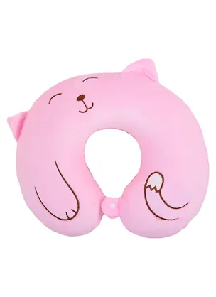 Подушка на шею с кнопкой «Котик клубочком», (34х30 см), (цвет в ассортименте) 2849693