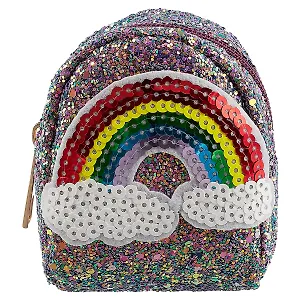Сумочка-рюкзачок на молнии с блестками Радуга (10см) (ПВХ бокс)