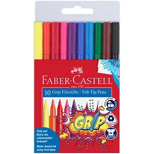 Фломастеры 10 цветов "Grip" трехгранные, смываемые, Faber-Castell