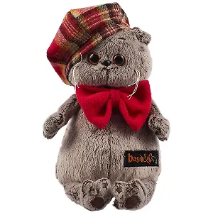 Игрушка мягкая Budi Basa, Басик в красном клетчатом берете с бантом из флиса (19 см) (Ks19-132)