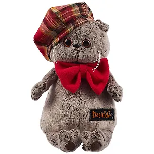 Игрушка мягкая Budi Basa, Басик в красном клетчатом берете с бантом из флиса (19 см) (Ks19-132) 2842565