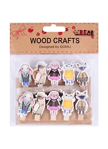 Прищепки Нарядные звери, 10 шт в пак с  хедером (дерево) (227)