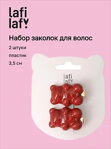 Набор заколок Мишки красные (2шт) (пластик) (3,5см) (12-Ava-5) (Lafilaf)
