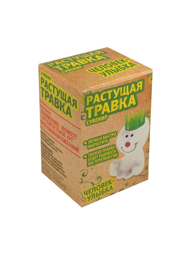 Сувенир растущая травка человечек-улыбка 3 вида (8,5*5,5*3,7 см) (535875) 2362897 — 1