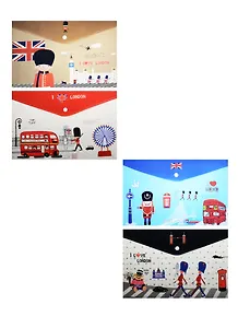 Папка-конверт А4 на кнопке "London", пластик 0,18мм, ассорти