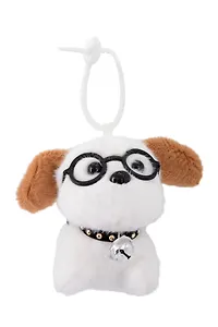 Брелок Собачка белая в очках с коричневыми ушками (текстиль) (13см) (12-Ziheng-202508-XP9)