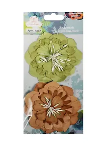 Бумажные цветы Зеленый и коричневый (6332) (2шт.) (Рукоделие) (3+) (упаковка)
