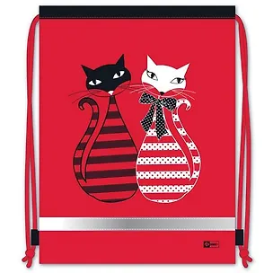 Мешочек для обуви КОТЫ 48x36см, полиэстер, светоотражающая лента, шнурок 401786