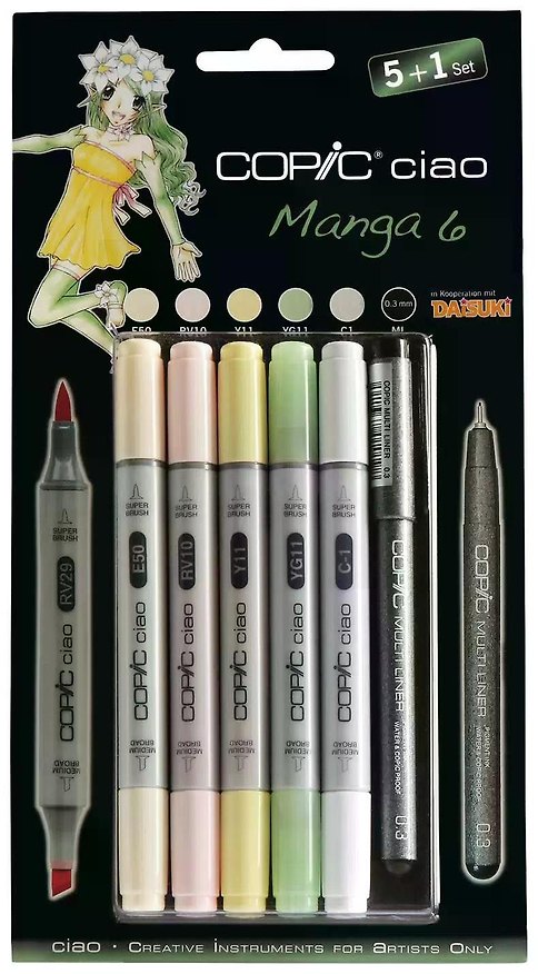 Набор маркеров Copic Ciao "Манга 6", 5 цветов + мультилинер 0.3 мм 260037 — 1