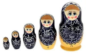 Матрешка художественная 5 кукольная №32 синяя с цветами 17*8*8 см (675656)