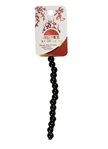 Набор для творчества Бусины керам. на силикон. нити 15шт 8мм B03, моноцвет черный