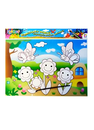 Настольное покрытие HOBBY Цветы (пластиковая аква-накладка+кисть) (671609) (425-1360) (415х350мм) (упаковка) (ИТИ) 2399663