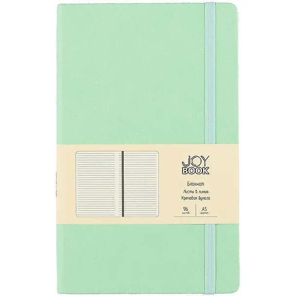 Книга для записей А5 96л лин. "Joy Book. Снежная мята" иск.кожа, тв.переплет, ляссе, резинка, инд.уп. 262408 — 1