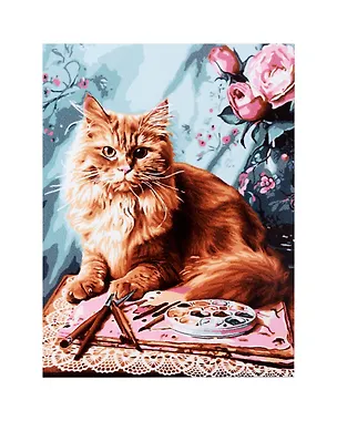 Картина по номерам LORI "Кот-художник", холст на подрамнике 30х40 см 3019853