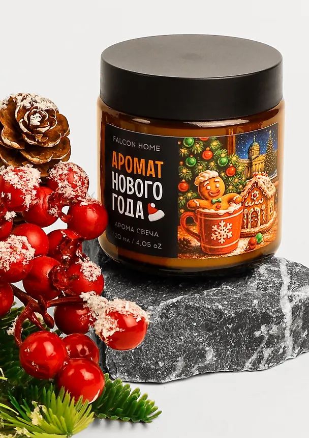 Свеча ароматическая новогодняя Пряник (120мл) (FH043) 3135292 — 4