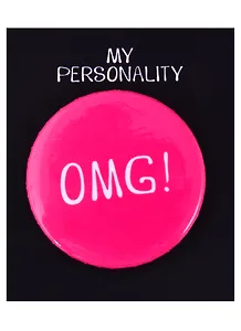 Значок круглый OMG! (фуксия) (металл) (38см) (ЗН2021-010)