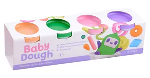 Тесто для лепки "BabyDough". Набор 4 цвета (персиковый, зеленый, нежно-розовый, фиолетовый)