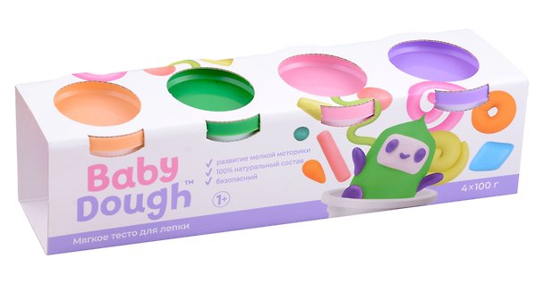 Тесто для лепки Baby Dough, 4 цвета 2988971 — 1
