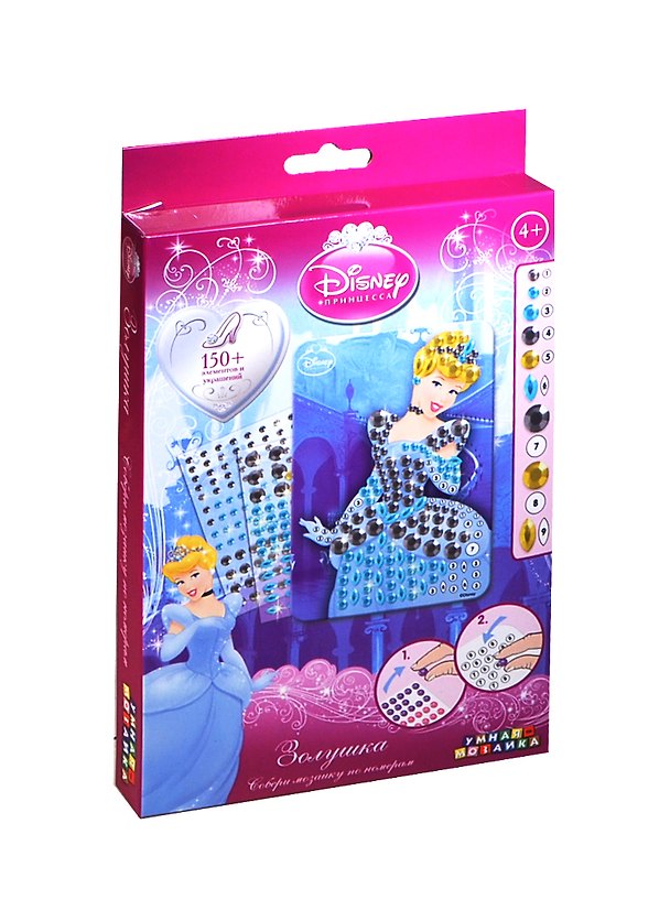 Мозаика-сингл Золушка (мозаика по номерам) (68922) (150+ дет.) (Disney Princess) (4+) (коробка) 2432016 — 1