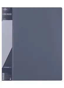 Папка 2кольца А4 25мм, пластик 0,7мм, серая