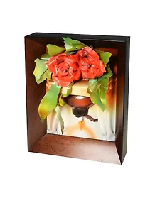 Панно из кожи Свеча и розы (27х32) (625390)