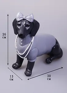 Фигурка полирезина Такса с бантиком черно-белая (30x13x26) (44420)