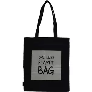 Сумка-шоппер One less plastic bag (светоотражающая) черная, текстиль 40см.*35см. — 2868236 — 1