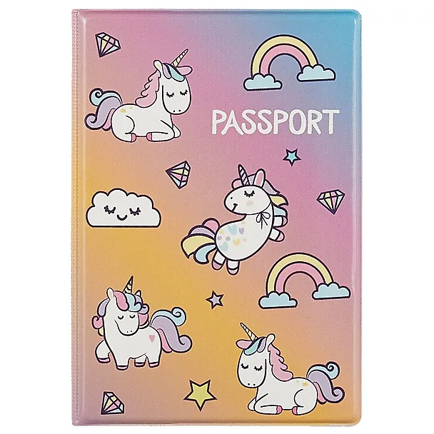 Обложка для паспорта Единороги и облачка (ПВХ бокс) (ОП2019-219) 2751685 — 1
