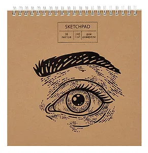 Скетчбук 190*190 18л "Craft life. 1"  акварел. бумага, 240г/м2, крафт картон, тиснение фольгой, евроспираль