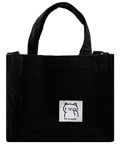 Сумка мини-шоппер с кнопкой кросс-боди черная (вельвет) (25х23)