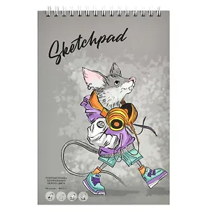 Скетчбук А5 60л "Смешные животные" белый офсет, 100г/м2, тв.обложка., гребень