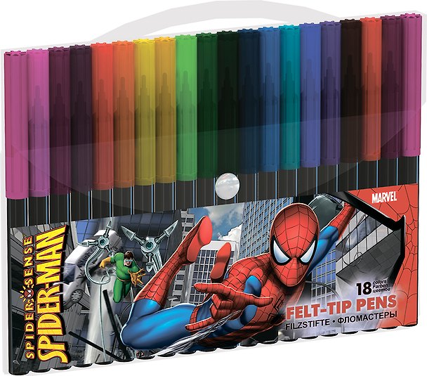 Фломастеры 18цв "Spider-man" вент.колпачок, подвес, Disney 228168 — 1