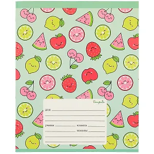 Тетрадь в клетку Unnika, "Фрукты (графика)", 18 листов, в ассортименте