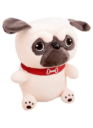 Мягкая игрушка Мопс, с ошейником сидит (25 см) (12-01014-7856) 2815612