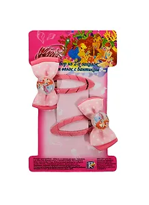 Набор 2 заколки для волос Winx с бантиком (21504) (ярко-розовые) (упаковка)