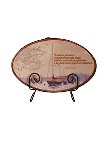 Сувенир, Феникс, Тарелка декоративная из доломитовой керамики 15,24*10,16см, 36238