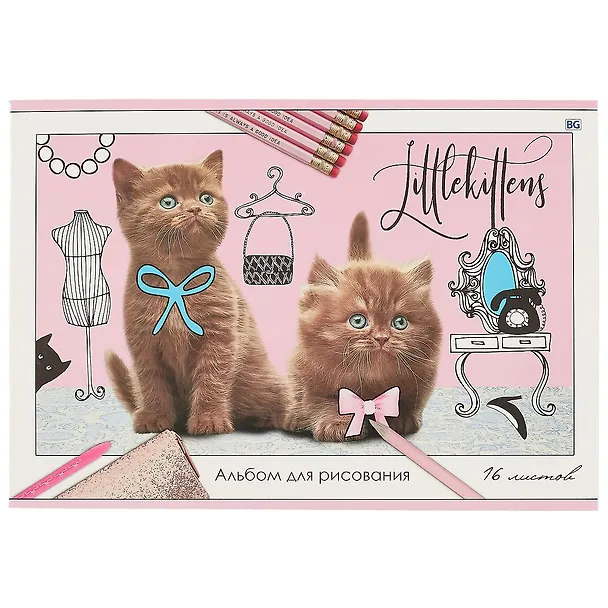 Альбом для рисования «Little kittens» BG А4, 16 листов, скрепка, в ассортименте 246406 — 1