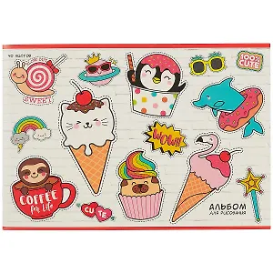 Альбом для рисования Unnika, "Модные наклейки", А4, 40 листов, на скрепке