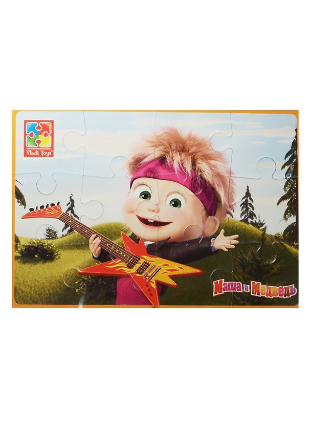 Мягкий пазл «Маша и Медведь Маша с гитарой» 12 элементов, А5, Vladi Toys 2492405 — 1
