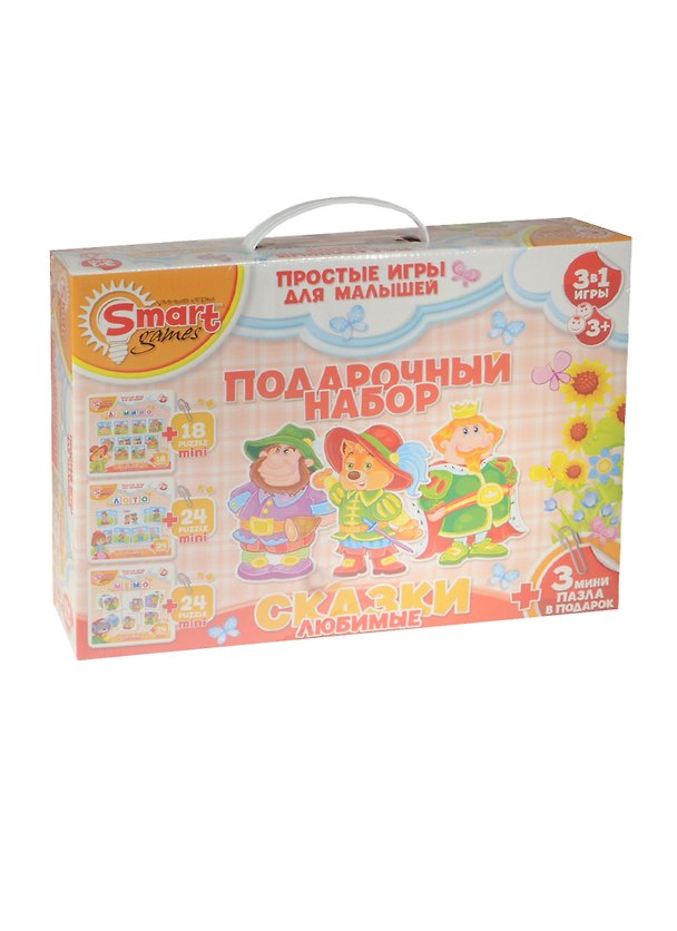 Подарочный набор Любимые сказки (Умные игры) (52080) (3в1 игры + 3 мини пазла) (3+) (коробка) 2480413 — 1