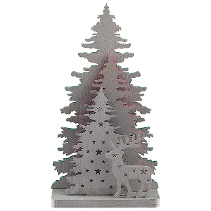 Ёлочка серебряная с оленем, 18 см