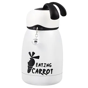 Термос Кролик с гибкими ушками черный/ белый с надписью (металл) (300 мл) (12-7306-F-3023)