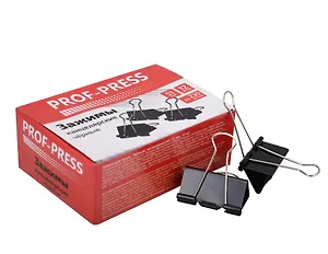 Зажимы для бумаг 51мм 12шт черные, к/к, Проф-Пресс