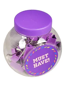 Зажимы для бумаг 19мм 20шт фиолетовые, в пласт.уп."Бочонок", MUST HAVE!